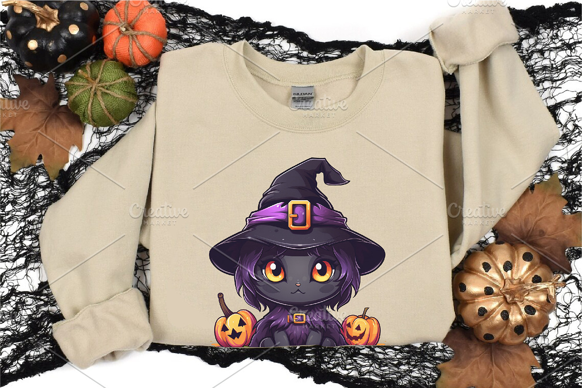 Cute Halloween Kawaii Cats. Sticker., an Animal Illustration by KENO Mascots (Photo 4 of 8)