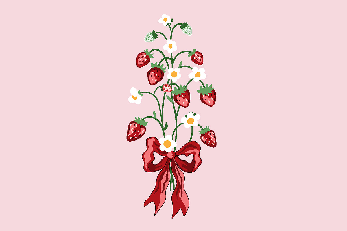 Wild Strawberry Plant Set Drawing, an Object Graphic by Toltemara (Photo 3 of 3)