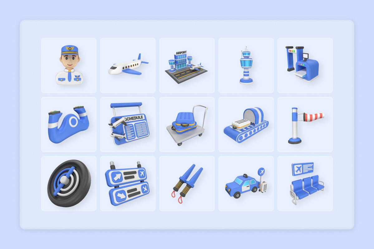 Airport Transportation 3D Icons, a Work Illustration by twinstd (Photo 6 of 6)