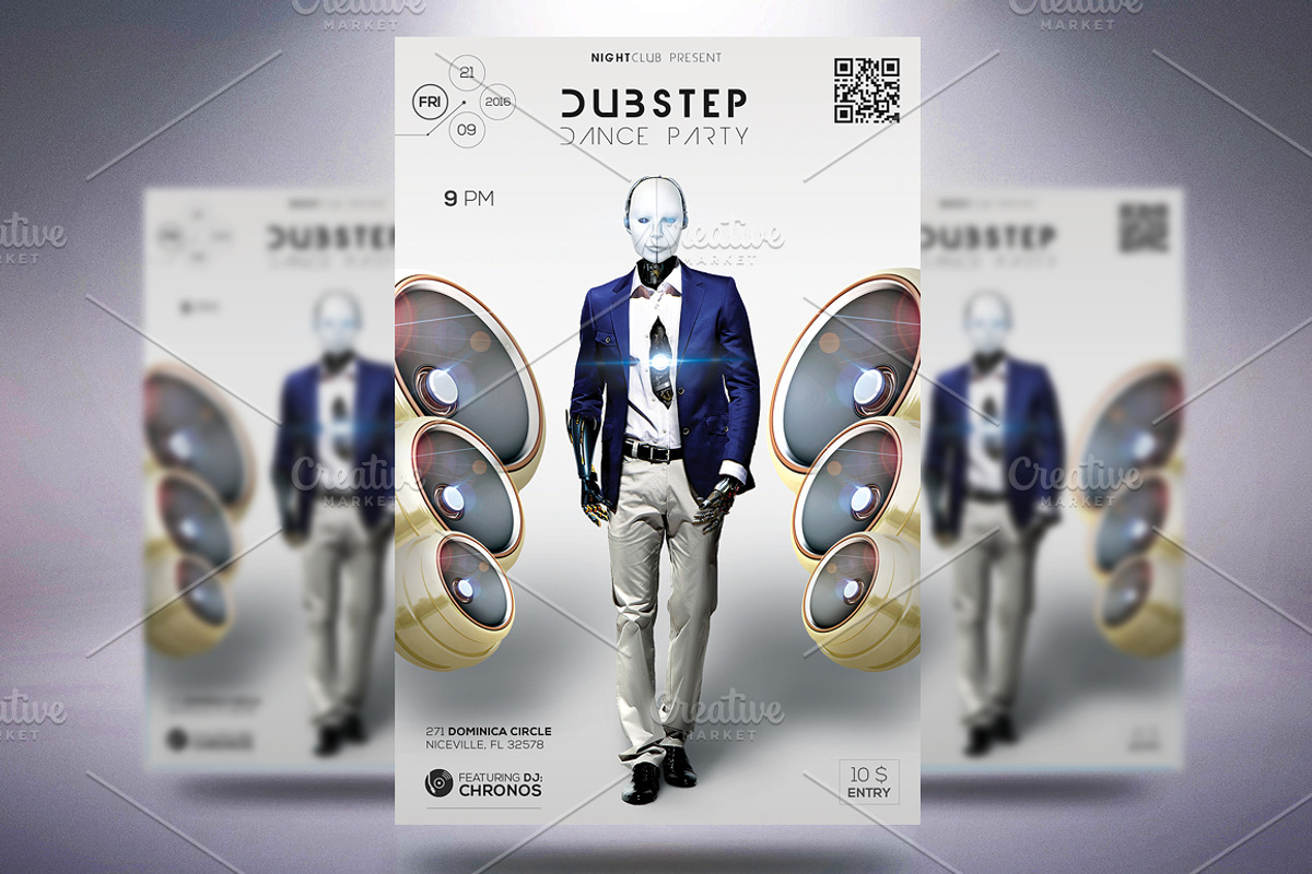 Dubstep Dance Party Flyer, a Flyer Template by CREATIVE DUDE