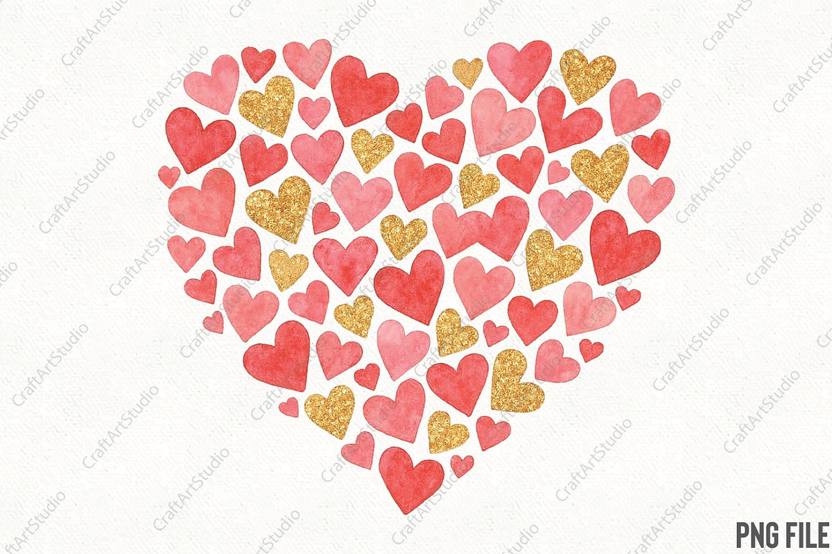 Watercolor Valentine Day Heart PNG, an Illustration by CraftArtStudio (Photo 1 of 4)