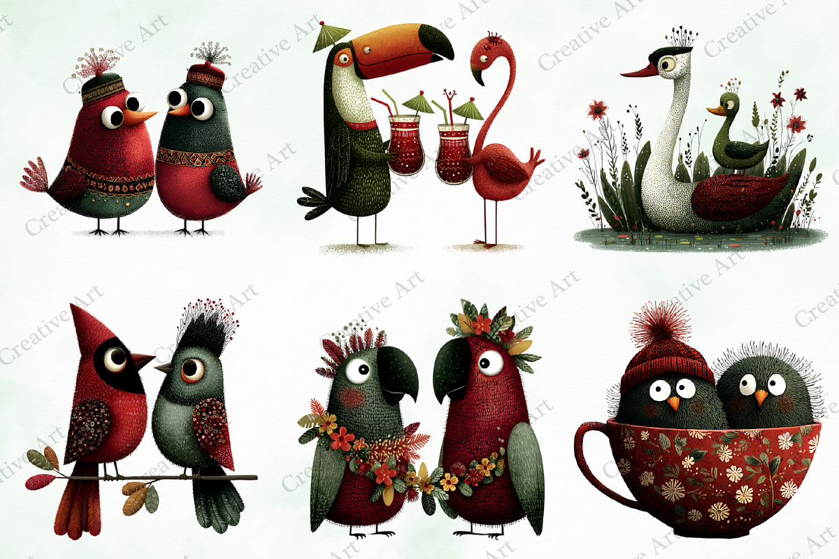 Whimsical & Quirky Birds Clipart, an Illustration by Creative Art (Photo 6 of 9)