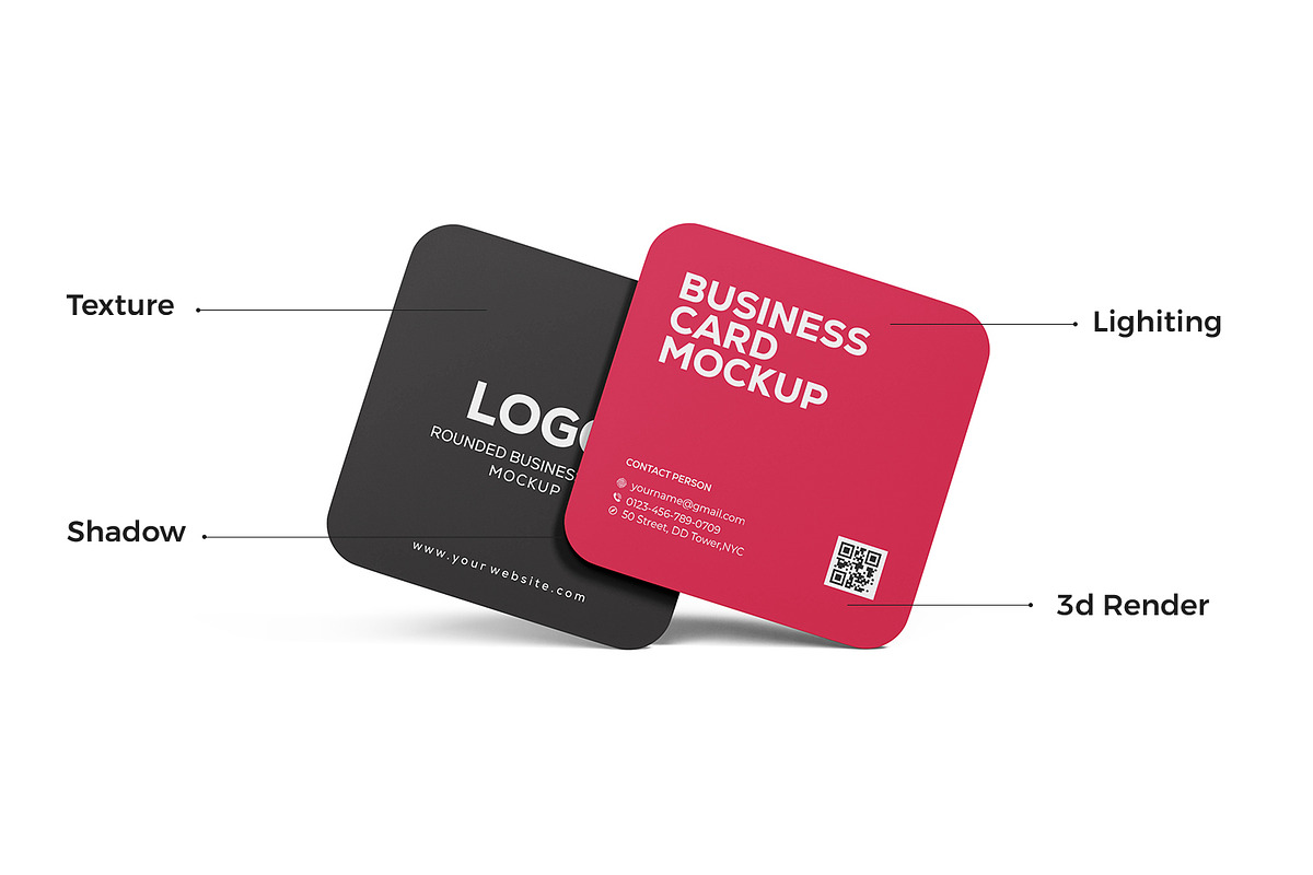 Rounded Square Name Card Mockup, an Advertising Mockup by RamStudio2 (Photo 7 of 14)