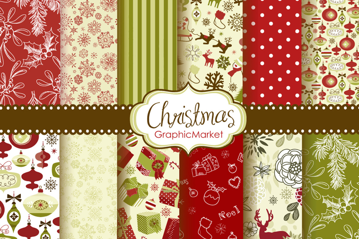 Christmas Scrapbook Retro Paper pack
