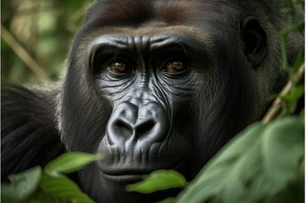 Gorilla leaves animal. Generate Ai, an Animal Photo by Ylivdesign