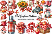 Red Gingham Autumn Clipart, an Illustration by Daily.Designs (Thumbnail 1 of 5)