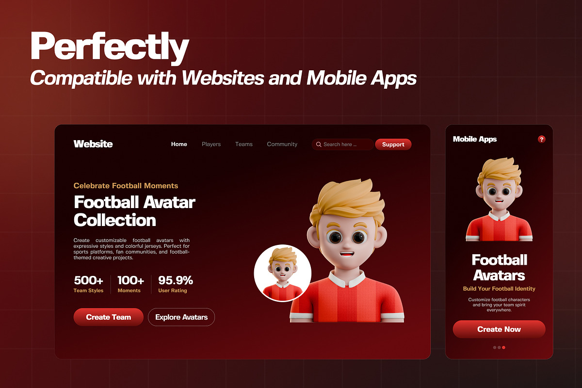 Football Avatar 3D Illustration Pack, a Characters & Person 3D Model by Haps Space (Photo 3 of 4)