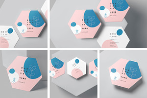 Hexagon Shape Business Cards Mockups