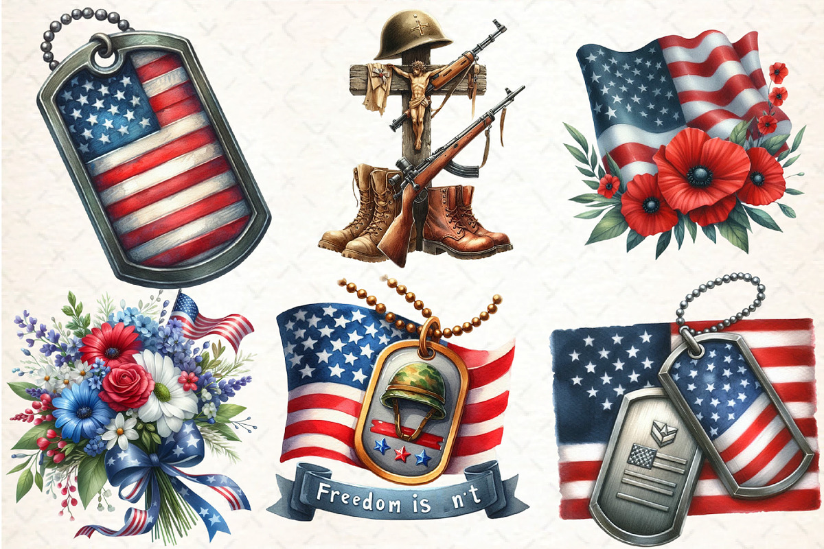 Memorial Day Sublimation Clipart, an Illustration by DreamCafeArt (Photo 3 of 5)