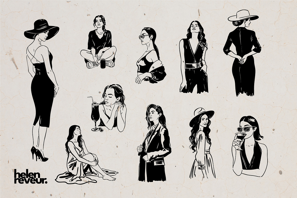 22 Hand-drawn Dolce Vita Girls, a Person Illustration by helenreveur (Photo 3 of 4)