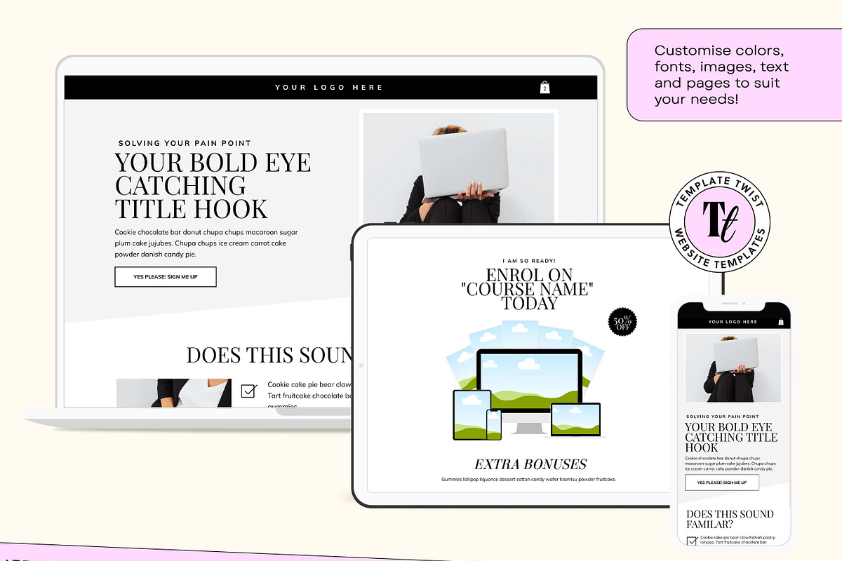 Minimal Aesthetic Landing Sales Page, a Wix Template by Template Twist Shop (Photo 6 of 10)