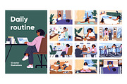 Woman's daily routine, lifestyle set, a Person Illustration by PaperTrident (Thumbnail 1 of 13)