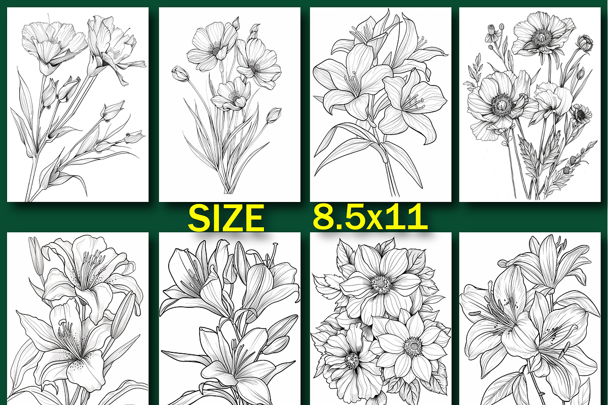Botanical Flower Coloring Book, a Seasonal Illustration by Printable Design Store (Photo 3 of 7)