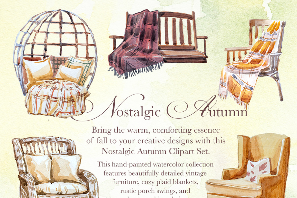 Hand Painted Nostalgic Autumn Set, a Decorative Illustration by ArtCreationsDesign (Photo 2 of 17)
