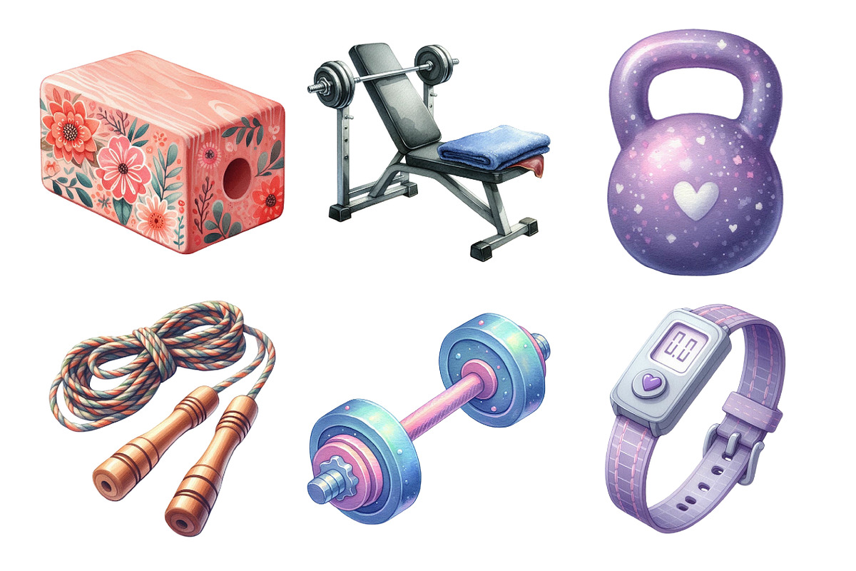 Watercolor Fitness Workout Clipart, an Illustration by Daily.Designs (Photo 2 of 5)