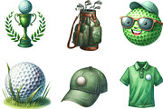 Golf Watercolor Cliparts, an Illustration by Designking (Thumbnail 3 of 4)