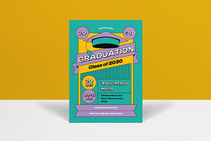 Flat Design Graduation Invitation, a Card Template by graphicook