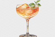 Peach Bellini Cocktail Illustration, an Illustration by 1801Prints (Thumbnail 2 of 4)