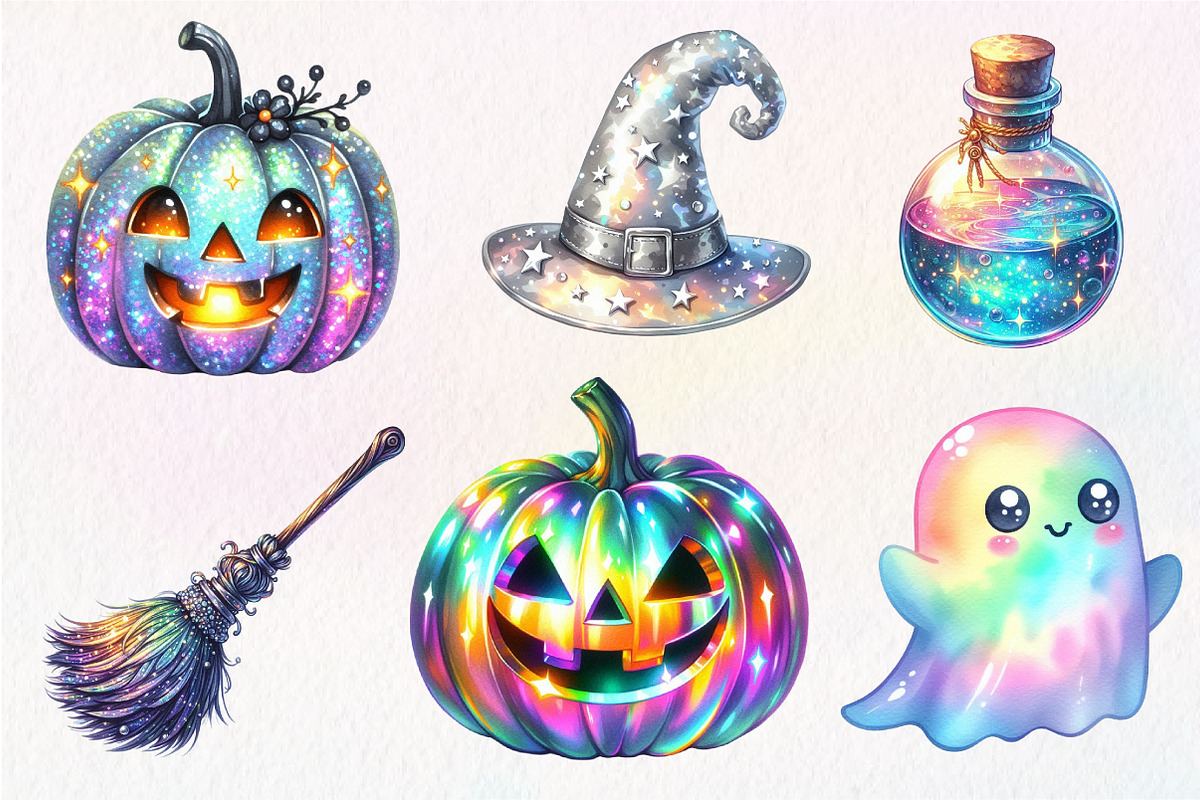 Cute Halloween Iridescent Clipart, an Illustration by Dream Creation (Photo 7 of 7)