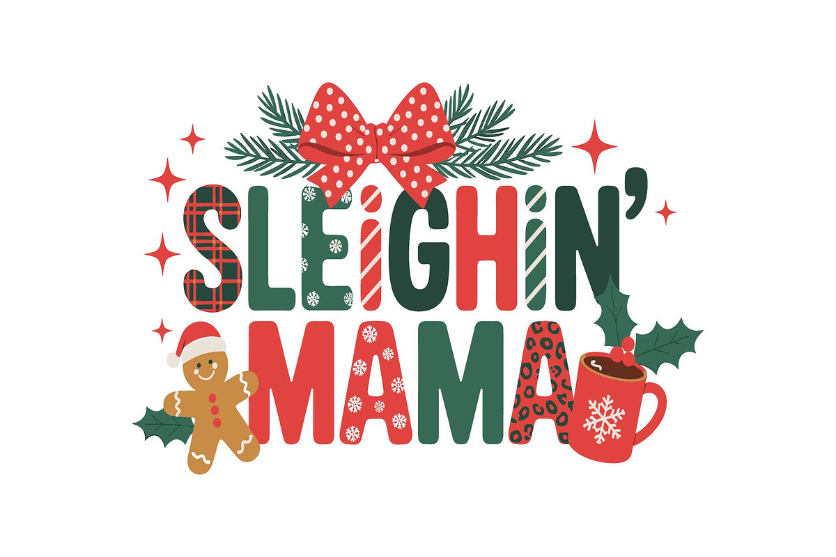 Holiday Vibes Mama Quote SVG Bundle, an Object Graphic by yasushie (Photo 3 of 13)