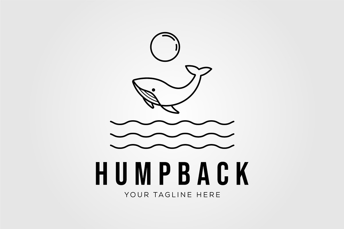 humpback ocean whale outline logo, an Animal Illustration by Rizkaarishandy_shop (Photo 2 of 2)
