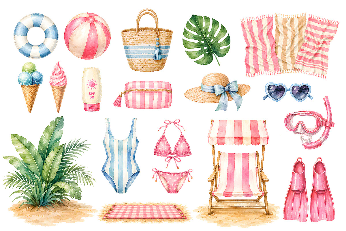 Watercolor Summer Clipart (66), a Seasonal Illustration by Iryna Denysova (Photo 3 of 8)