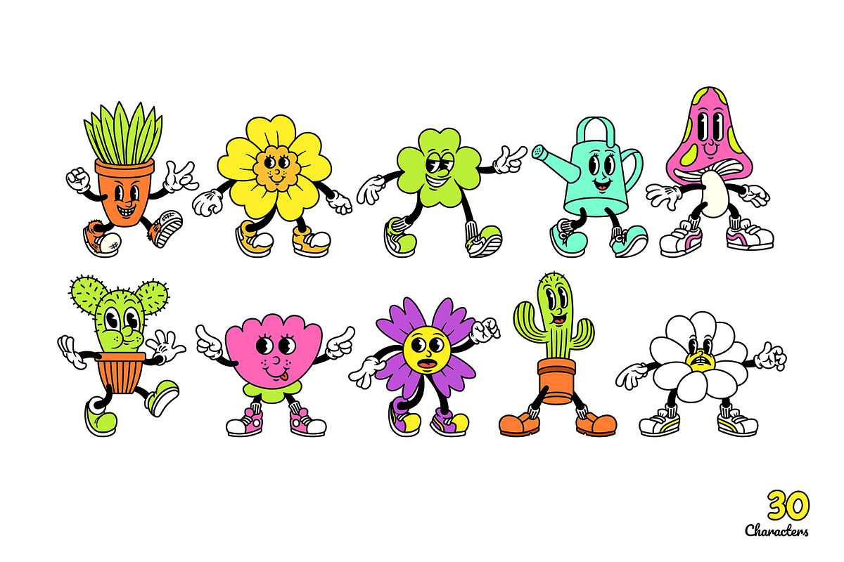 Floral Fellows Cartoon Characters, an Illustration by The Isian (Photo 5 of 14)