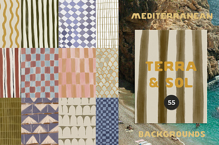 Handmade Mediterranean Backgrounds, a Background Graphic by Lana Elanor