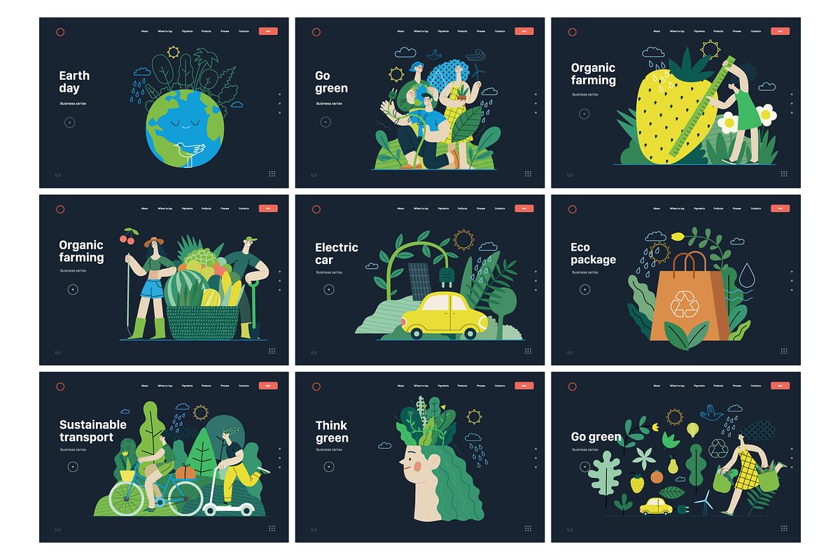 Ecology flat vector illustrations, a Templates & Theme by Grivina's shop (Photo 30 of 31)