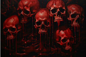 Macabre Skull creepy blood demons, a Texture Illustration by Ylivdesign