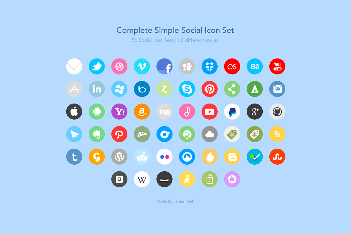 Complete Simple Social Icon Set, an Icon by Jamie Peak (Photo 4 of 4)