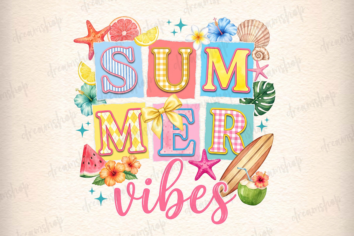 Summer Vibes Png, Floral Summer, an Illustration by CreationArt (Photo 2 of 5)