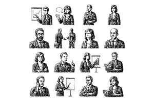 Business People Icons Set, an Object Graphic by nikagraphic