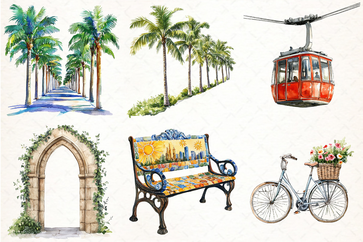 Summer in Barcelona Clipart, an Illustration by Pixels.Craft (Photo 2 of 7)