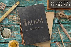 Initials ANCIENT BOOK. Character set