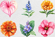 Watercolor Flowers Tropical PNG, an Illustration by Black Bird Studio (Thumbnail 6 of 6)