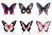 Black and Pink Butterfly Clipart, an Animal Illustration by RobertsArt (Thumbnail 3 of 7)