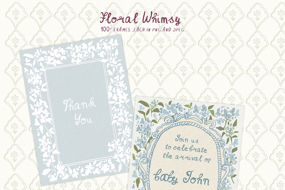 Whimsical Cottagecore Floral Frames, a Background Graphic by whiteheartdesign (Photo 3 of 19)