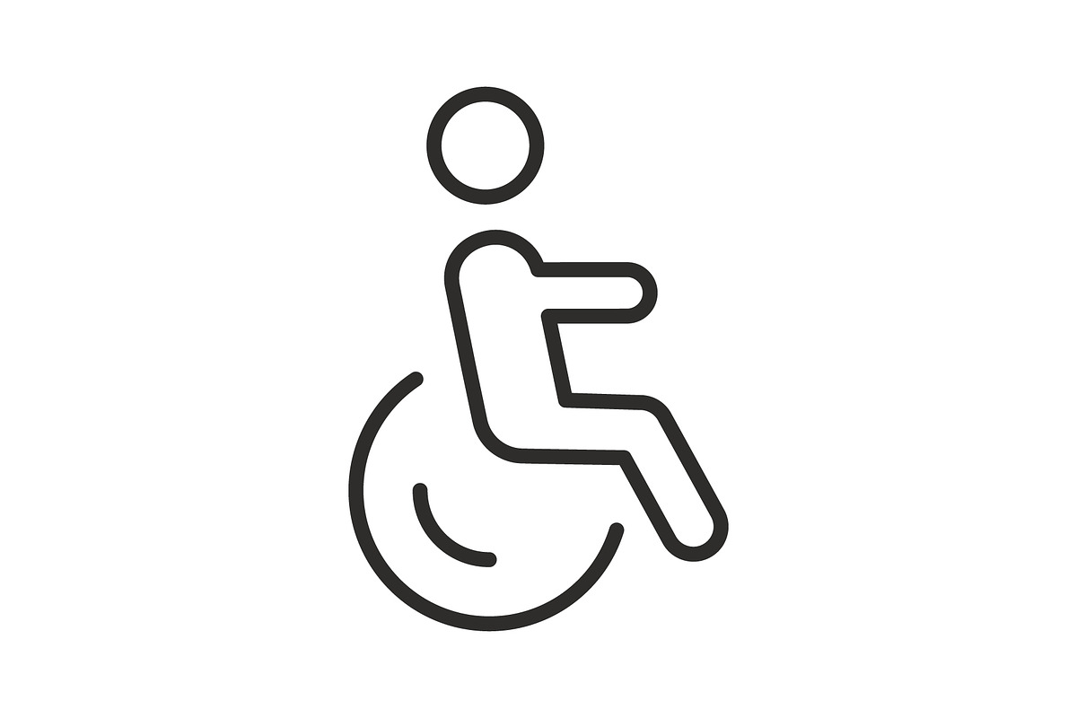 wheelchair icon, disabled, an Outline Icon by 007NATALIIA
