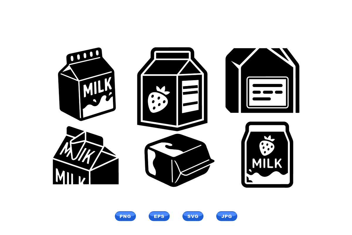 Retro Milk Carton Icons, an Illustration by designvectx (Photo 2 of 3)
