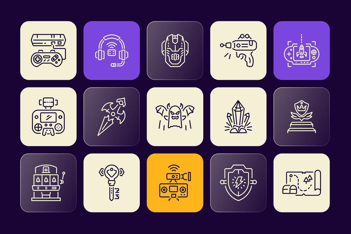 Animated Video Game Icons Set, an Outline Icon by Prosymbols