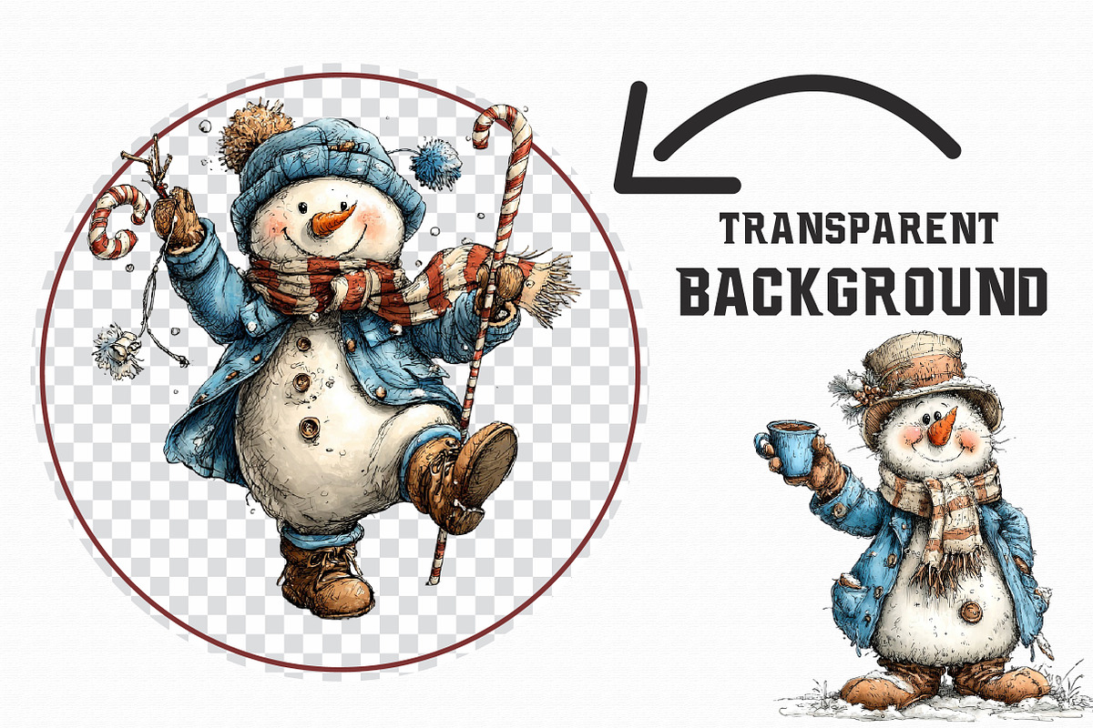 Funny Christmas Snowman Clipart, an Illustration by Libby Wishes (Photo 4 of 7)