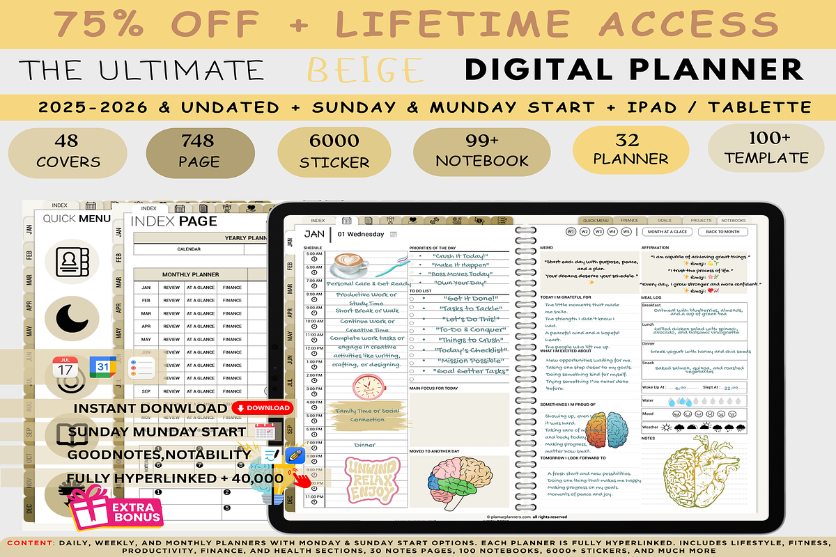Ultimate Digital Planner - Beige, a Branding & Logo Template by Plamarplanners (Photo 1 of 11)