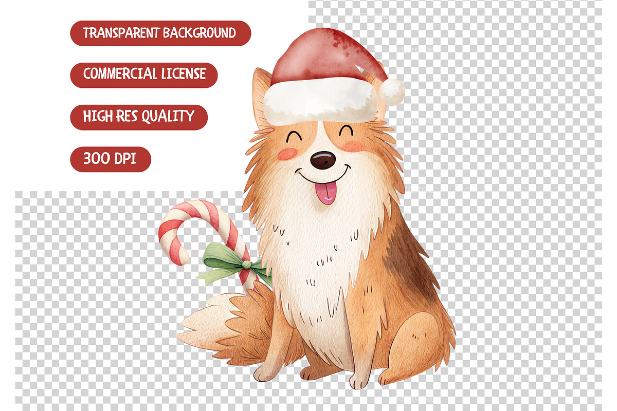 Christmas Dogs Clipart Set, an Illustration by TatiMockup (Photo 7 of 7)