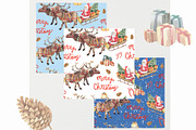 Watercolor Christmas patterns, a Transportation Illustration by JennyColorArt (Thumbnail 2 of 5)