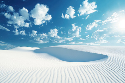 Serene white sand dunes under a vibr, a Photo by Iftikhar Alam