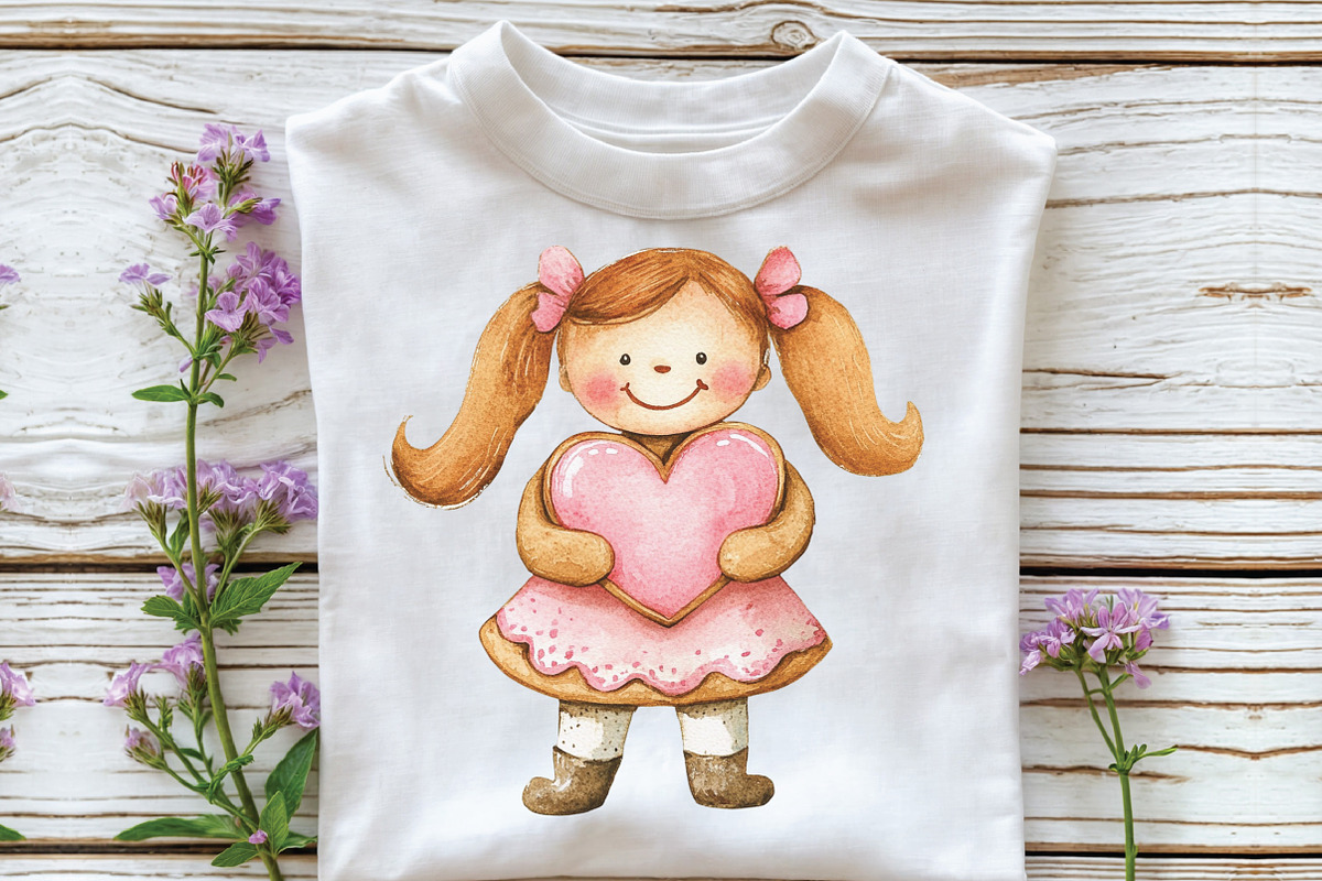 Watercolor Pink Gingerbread Clipart, an Illustration by CraftArtStudio (Photo 5 of 6)