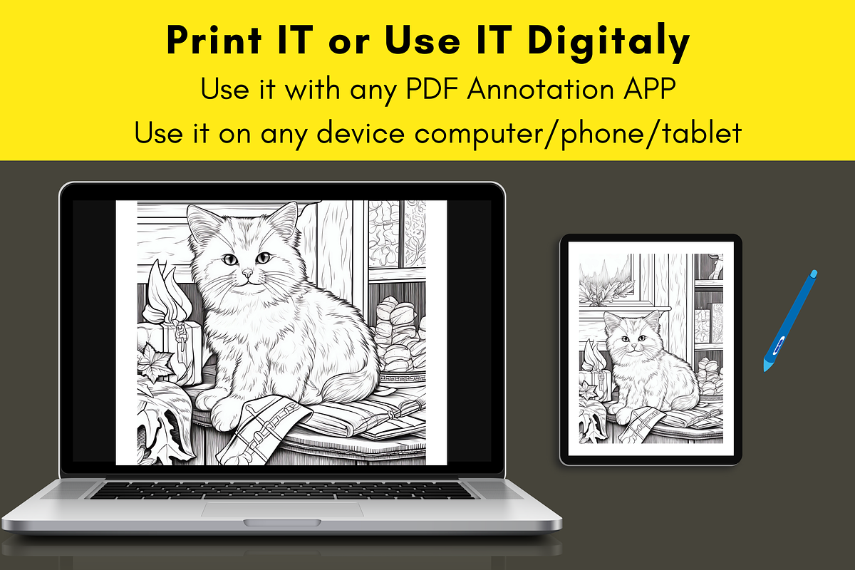 Kawaii Cat Coloring Pages for Adult, a Brochure Template by LA Design (Photo 8 of 10)