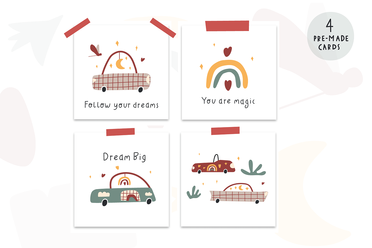 Boho kids cars, a Decorative Illustration by cutelevindesign (Photo 4 of 9)