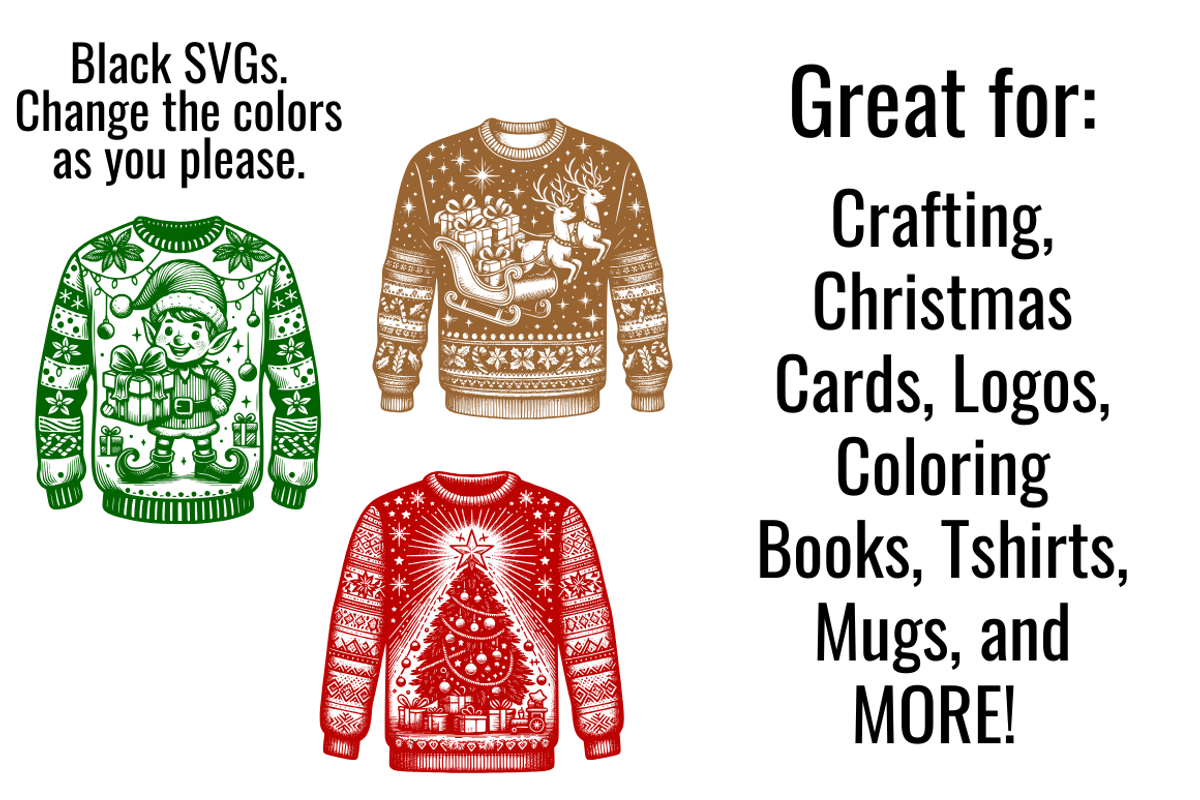 20 Christmas Sweater Line Art SVGs, a Graphic by Dreamy Little Graphics (Photo 3 of 4)